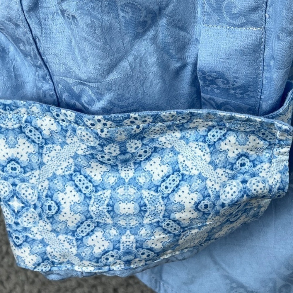 Robert Graham Button Shirt Mens 3XL Blue Jacquard Paisley Flip Cuff Long Sleeve - Picture 7 of 16